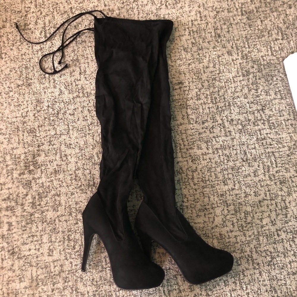 Forever Black Knee High High Heeled Boots Size 10 & 9